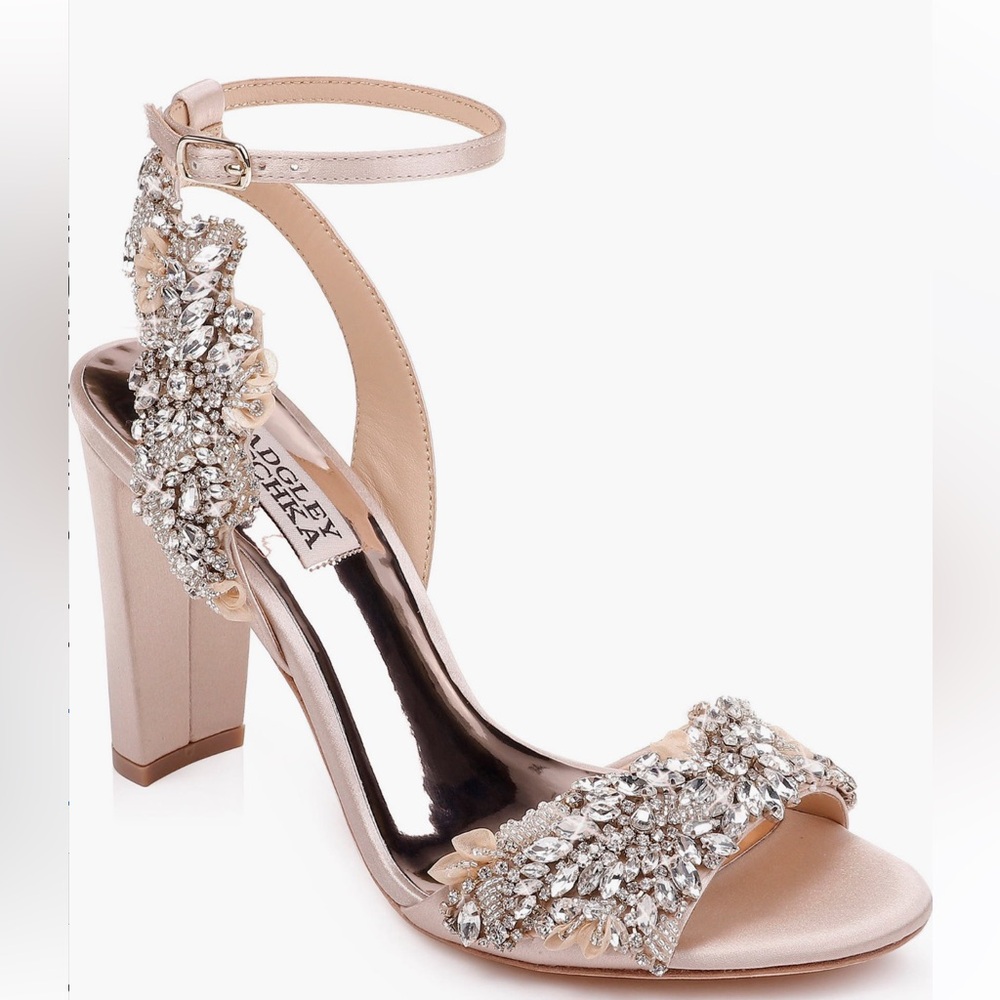 Badgley Mischka Silver Embellished Heels - Picture 4 of 4